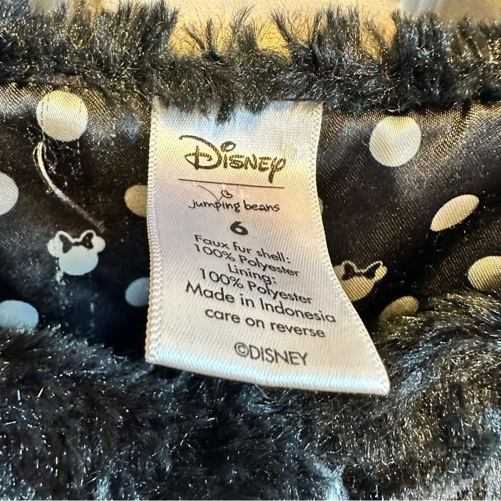Disney Black Faux Fur Bolero with Polka Dot Minnie Lining